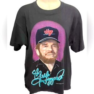 Merle Haggard Vintage 1990 Legend Continues Tour Women’s Large T-Shirt Crop Top